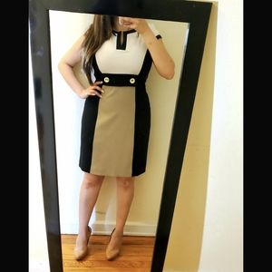 Colorblock V Neck Dress
